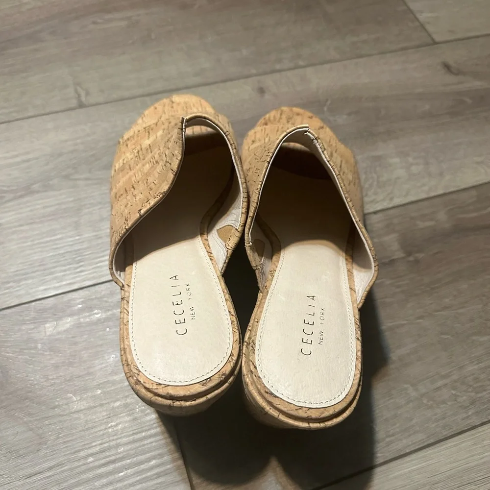 Cecilia New York Frost Cork Espadrille Platform Mule 10.5 NWOB
